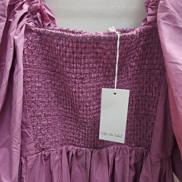 NWT Puff Sleeve Pink Smocked Coquette Dress Size L Cottagecore Wedding Party - Picture 8 of 9